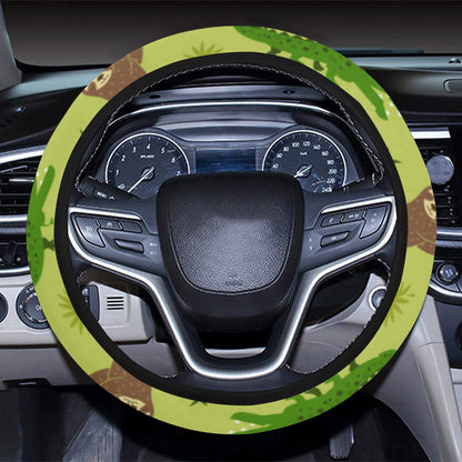 Alligator Pattern Print Design 04 Steering Wheel Cover with Elastic Edge