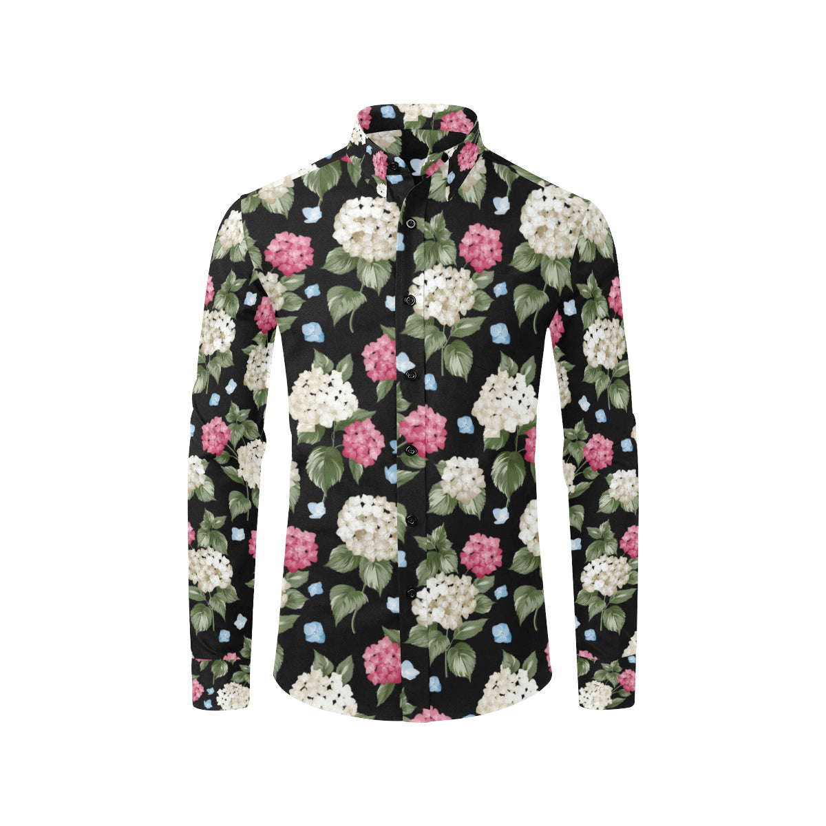 Hydrangea Pattern Print Design HD09 Men's Long Sleeve Shirt