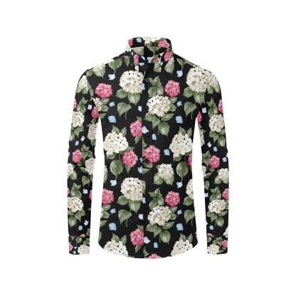 Hydrangea Pattern Print Design HD09 Men's Long Sleeve Shirt
