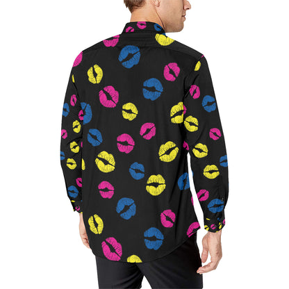 Lip Neon Color Pattern Print Design 01 Men's Long Sleeve Shirt