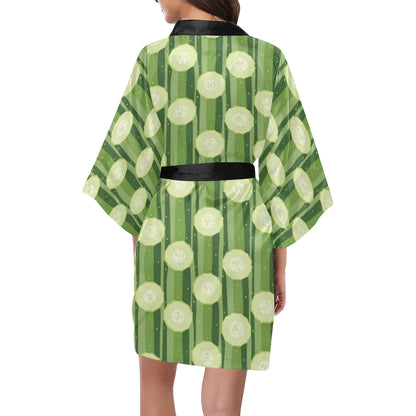 Cucumber Pattern Print Design CC03 Women's Short Kimono