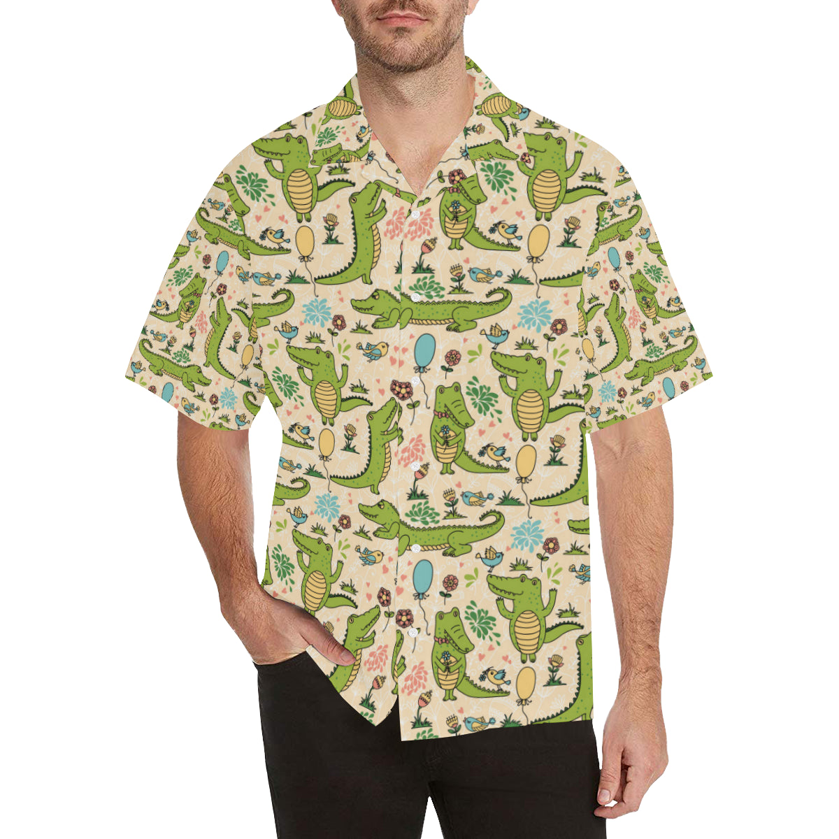Alligator Pattern Print Design 01 Men's Hawaiian Shirt
