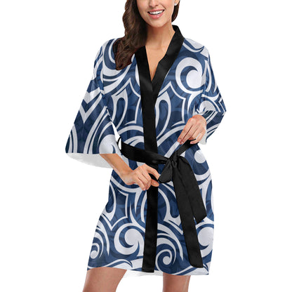 Maori Pattern Print Design 01 Women's Short Kimono