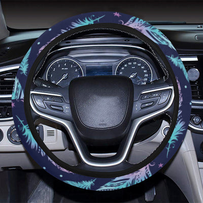 Feather Aztec Design Print Steering Wheel Cover with Elastic Edge