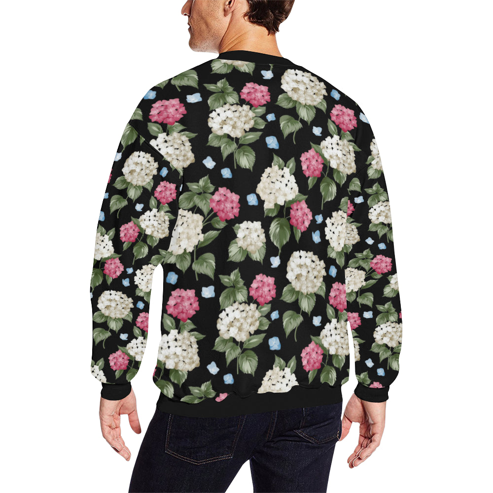 Hydrangea Pattern Print Design HD09 Men Long Sleeve Sweatshirt