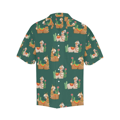 Llama Cactus Pattern Print Design 07 Men's Hawaiian Shirt