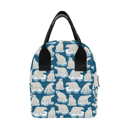 Polar Bear Pattern Print Design PB03 Insulated Lunch Bag