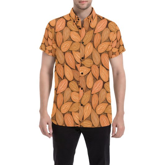 Almond Pattern Print Design 01 Men's Short Sleeve Button Up Shirt