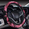 Lotus Pattern Print Design 03 Steering Wheel Cover with Elastic Edge