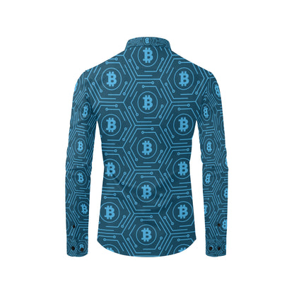 Cryptocurrency Pattern Print Design 04 Men's Long Sleeve Shirt