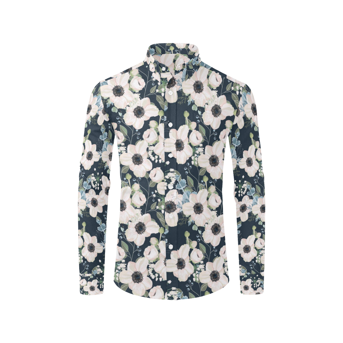 Anemone Pattern Print Design AM02 Men's Long Sleeve Shirt