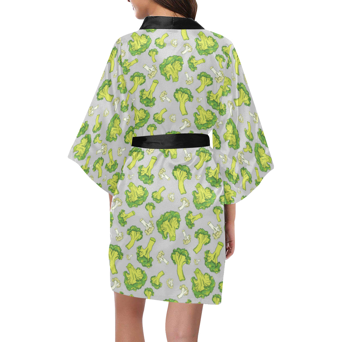 Broccoli Pattern Print Design 03 Women's Short Kimono