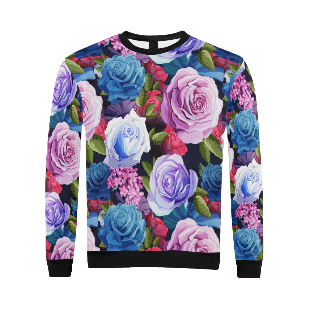 Rose Pattern Print Design RO09 Men Long Sleeve Sweatshirt
