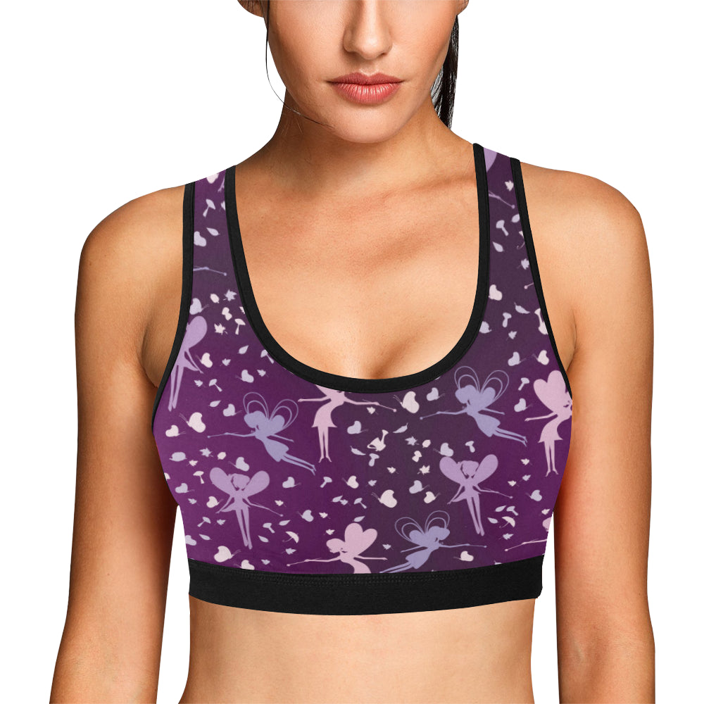 Fairy Pink Print Pattern Sports Bra