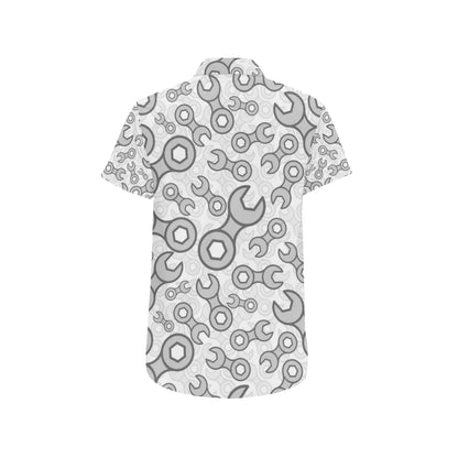 Mechanic Pattern Print Design 05 Men's Short Sleeve Button Up Shirt