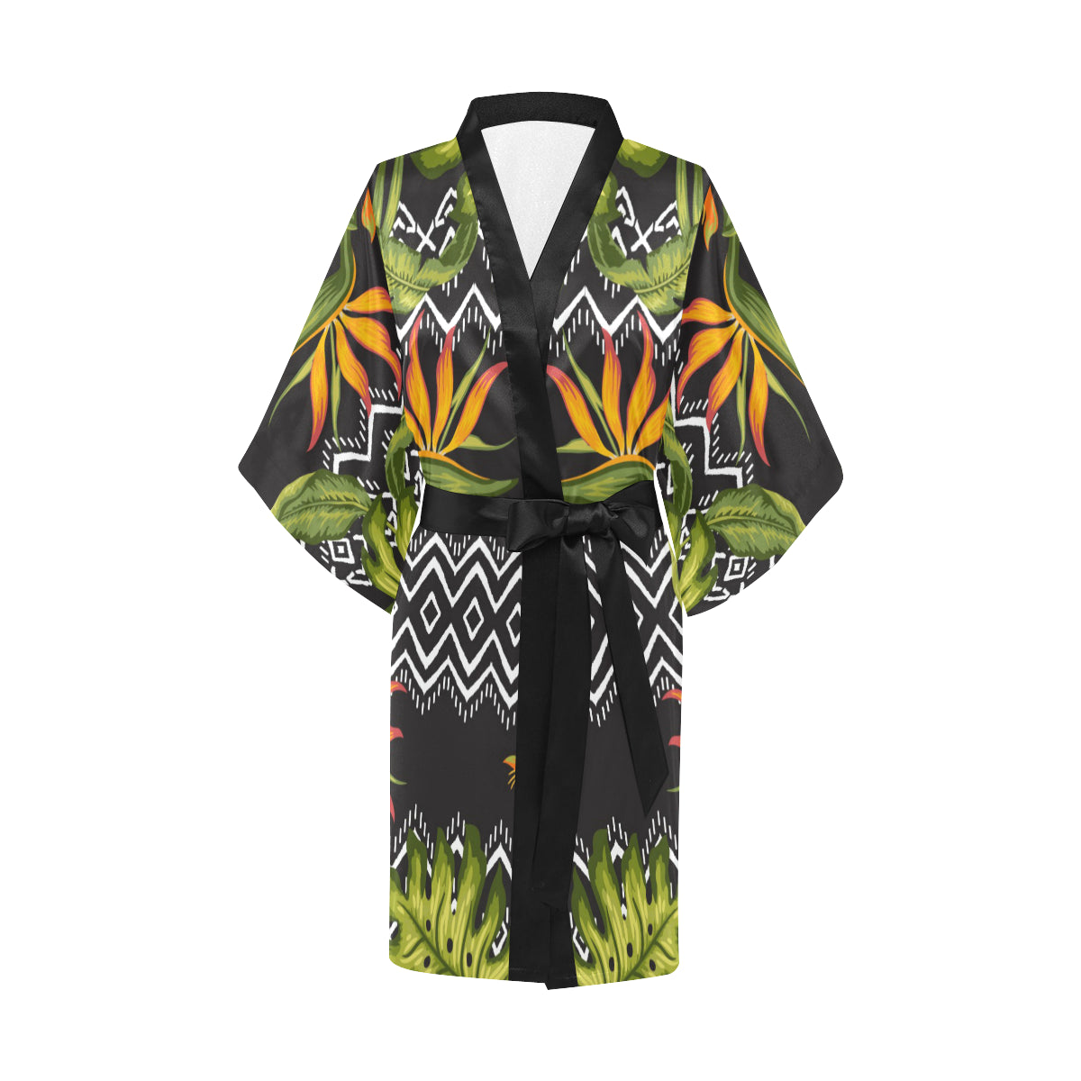 Bird Of Paradise Pattern Print Design BOP07 Women's Short Kimono