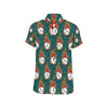 Baseball Fire Print Pattern Men's Short Sleeve Button Up Shirt