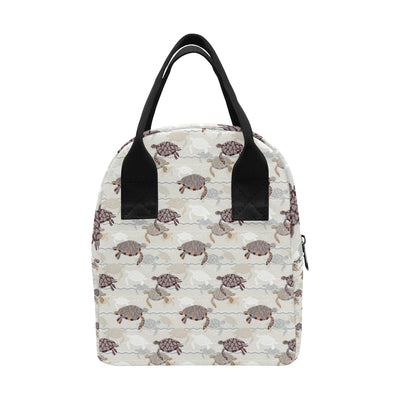 Sea Turtle Pattern Print Design T07 Insulated Lunch Bag