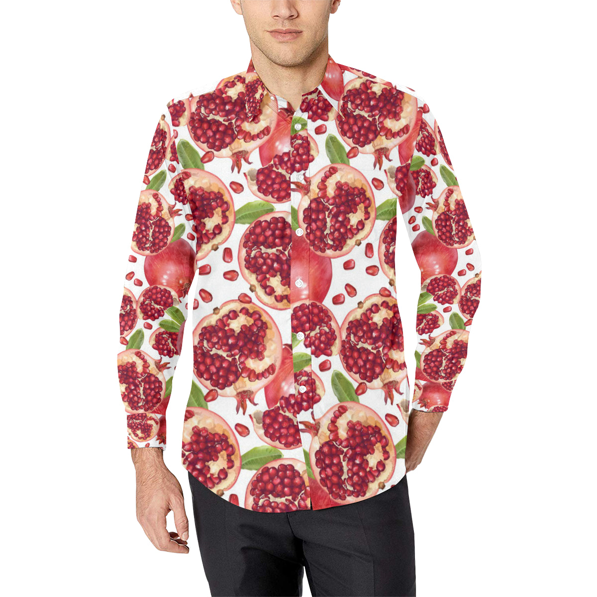 Pomegranate Pattern Print Design PG03 Men's Long Sleeve Shirt