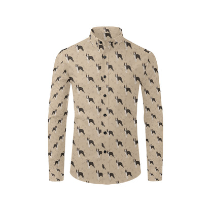 Boston Terrier Pattern Print Design 02 Men's Long Sleeve Shirt
