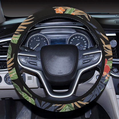 Hawaiian Themed Pattern Print Design H011 Steering Wheel Cover with Elastic Edge