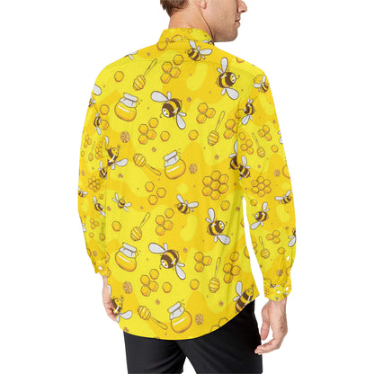 Bee Pattern Print Design BEE01 Men's Long Sleeve Shirt