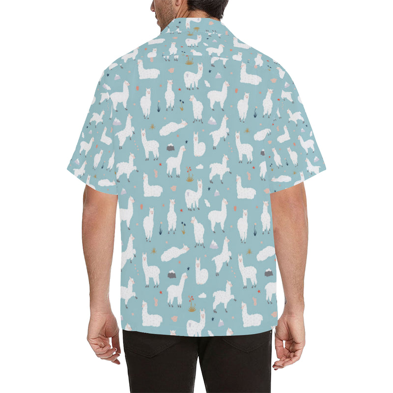 Alpaca Pattern Print Design 02 Men's Hawaiian Shirt