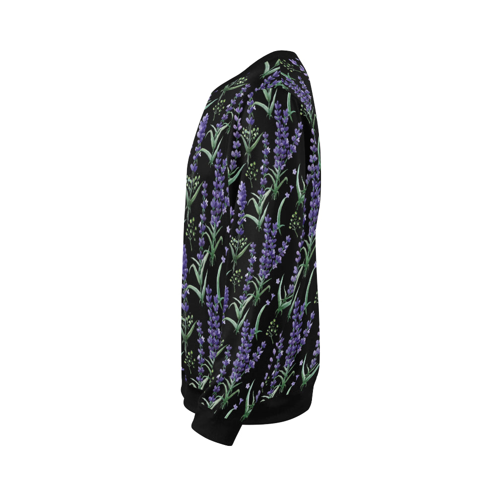 Lavender Pattern Print Design LV01 Men Long Sleeve Sweatshirt
