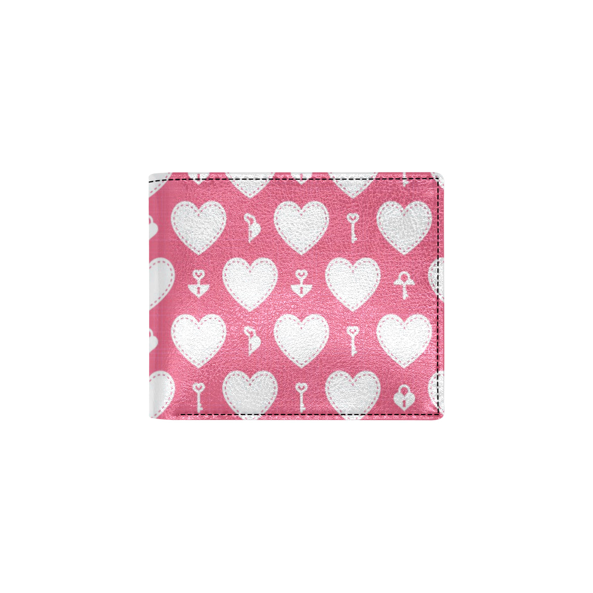 Heart Key Pattern Print Design HE09 Men's ID Card Wallet