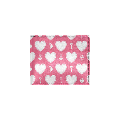 Heart Key Pattern Print Design HE09 Men's ID Card Wallet