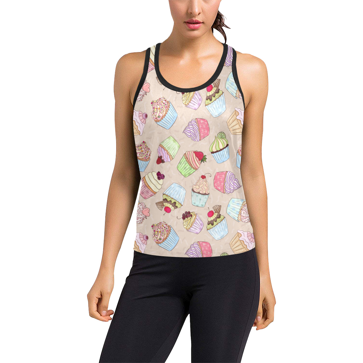 Cupcake Pattern Print Design CP06 Women's Racerback Tank Top