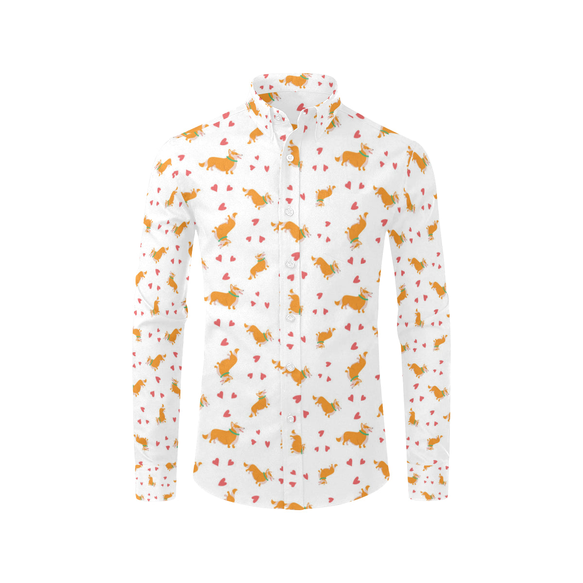 Cardigan Welsh Corgis Pattern Print Design 04 Men's Long Sleeve Shirt