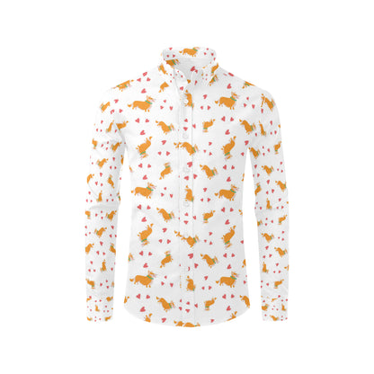 Cardigan Welsh Corgis Pattern Print Design 04 Men's Long Sleeve Shirt