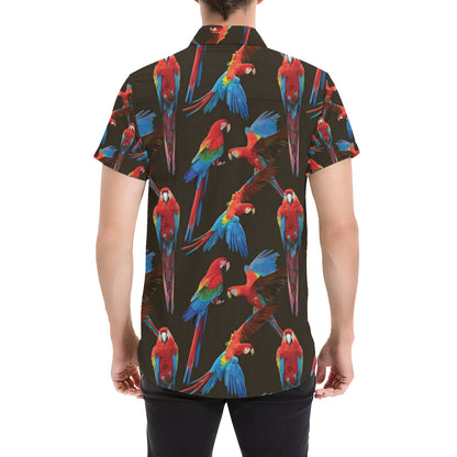 Macaw Pattern Print Design 04 Men's Short Sleeve Button Up Shirt