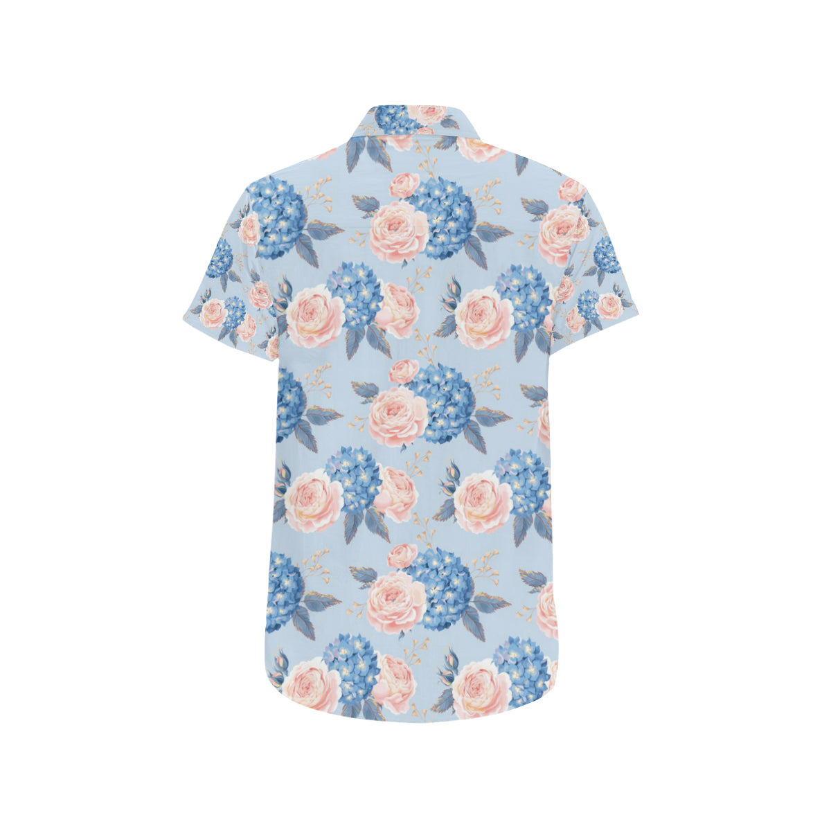 Hydrangea Pattern Print Design HD06 Men's Short Sleeve Button Up Shirt