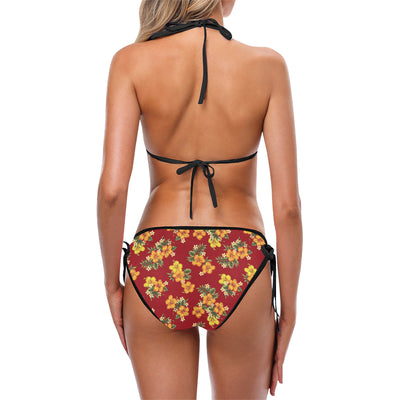 Orange Hibiscus Pattern Print Design HB026 Bikini