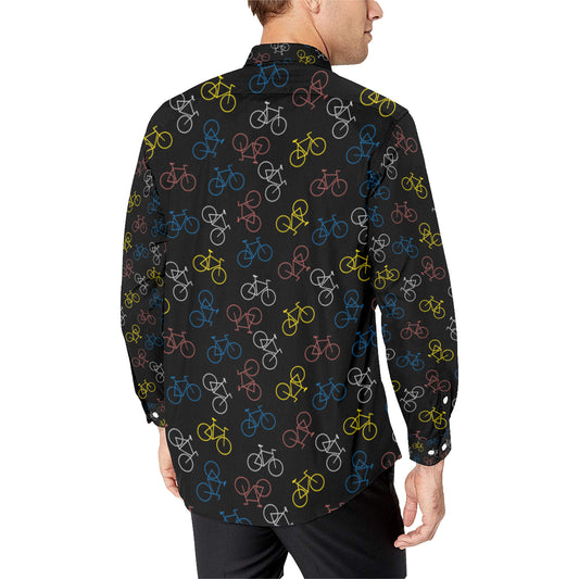 Bicycle Pattern Print Design 03 Men's Long Sleeve Shirt