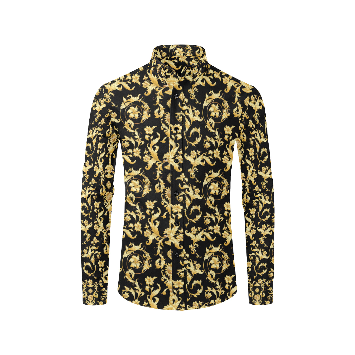 Baroque Golden Pattern Print Design 04 Men's Long Sleeve Shirt