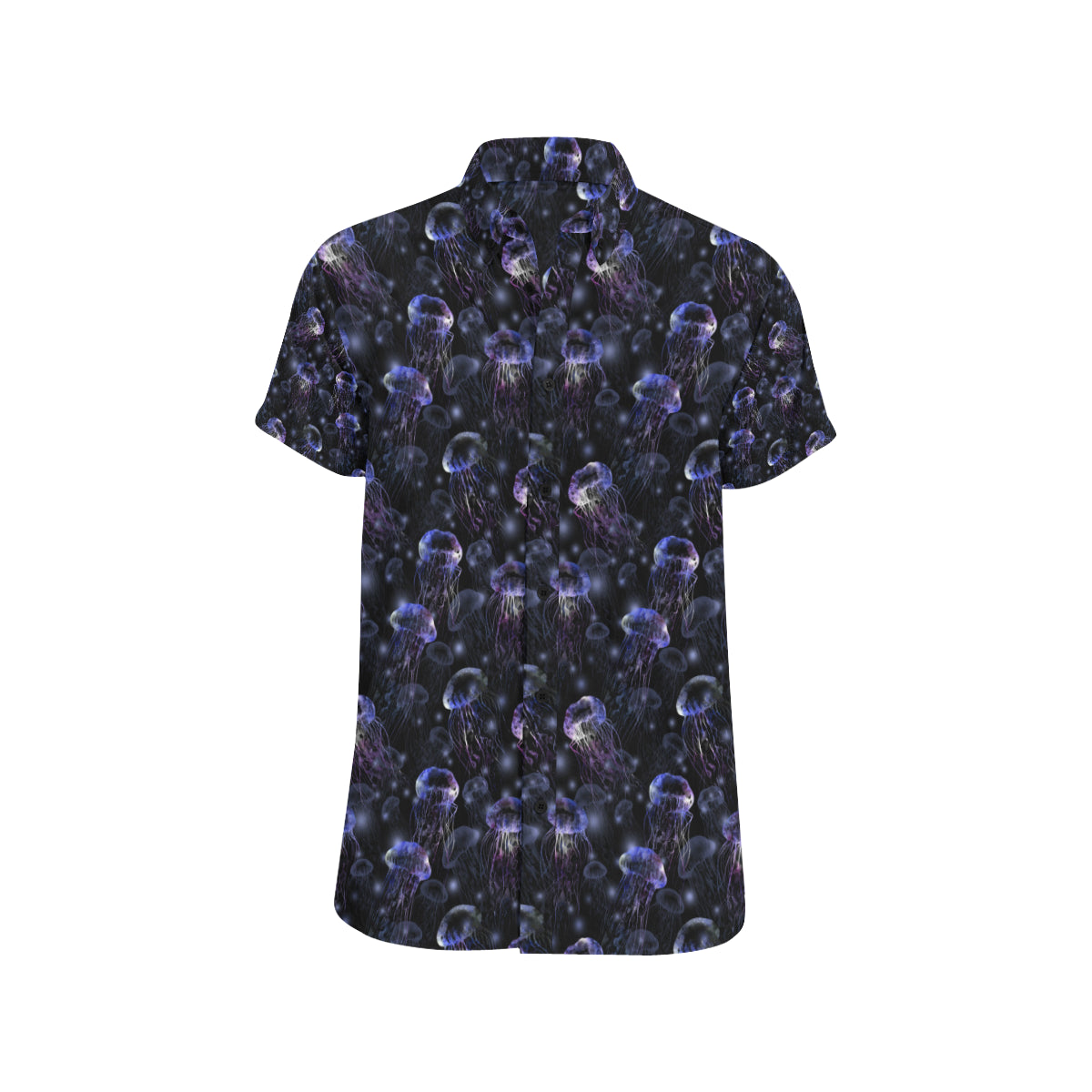 Jellyfish Themed Men's Short Sleeve Button Up Shirt