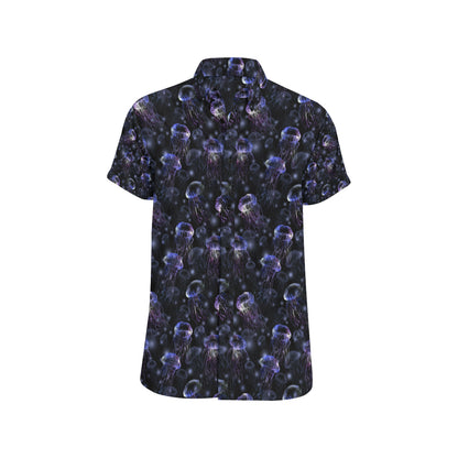 Jellyfish Themed Men's Short Sleeve Button Up Shirt
