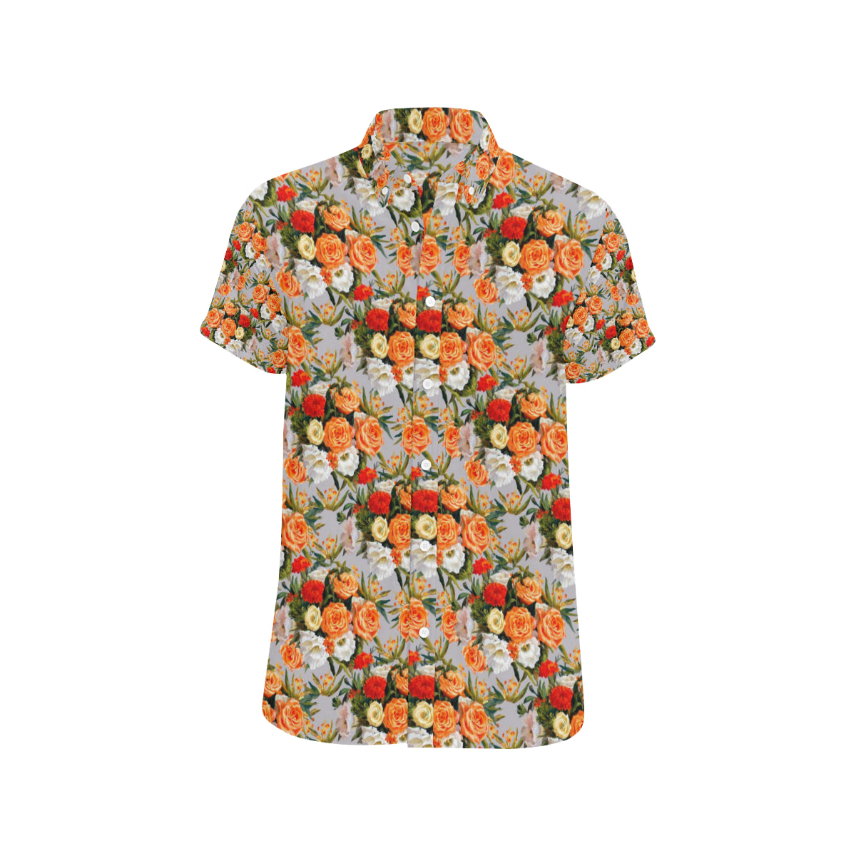 Lisianthus Pattern Print Design LT04 Men's Short Sleeve Button Up Shirt
