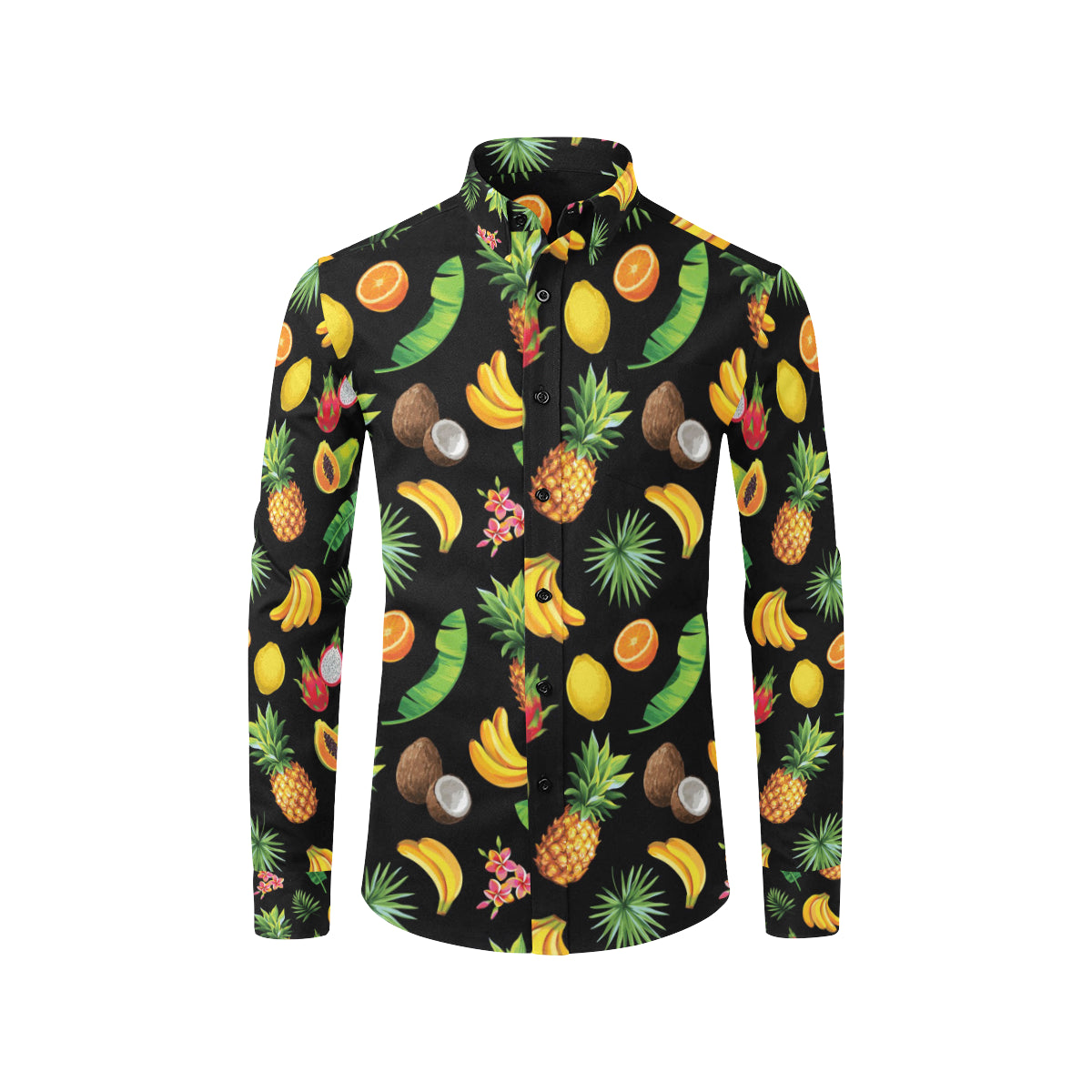 Tropical Fruits Pattern Print Design TF03 Men's Long Sleeve Shirt