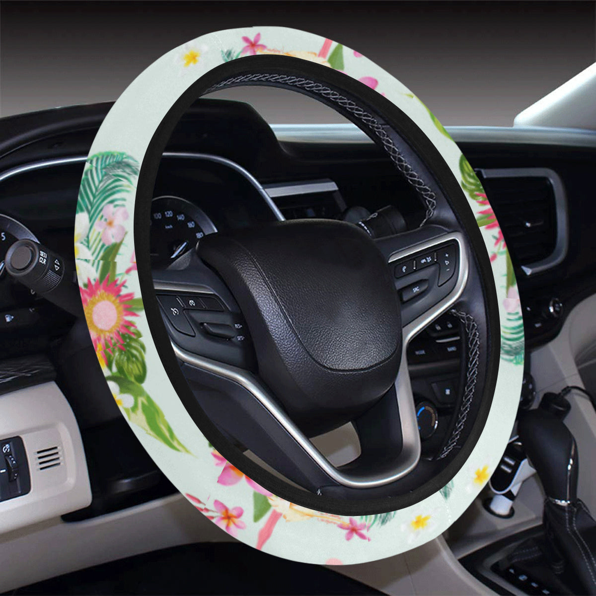 Flamingo Sweet Pattern Steering Wheel Cover with Elastic Edge