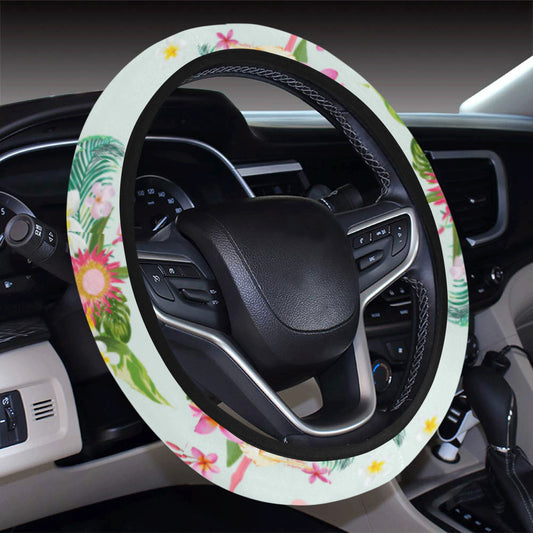 Flamingo Sweet Pattern Steering Wheel Cover with Elastic Edge