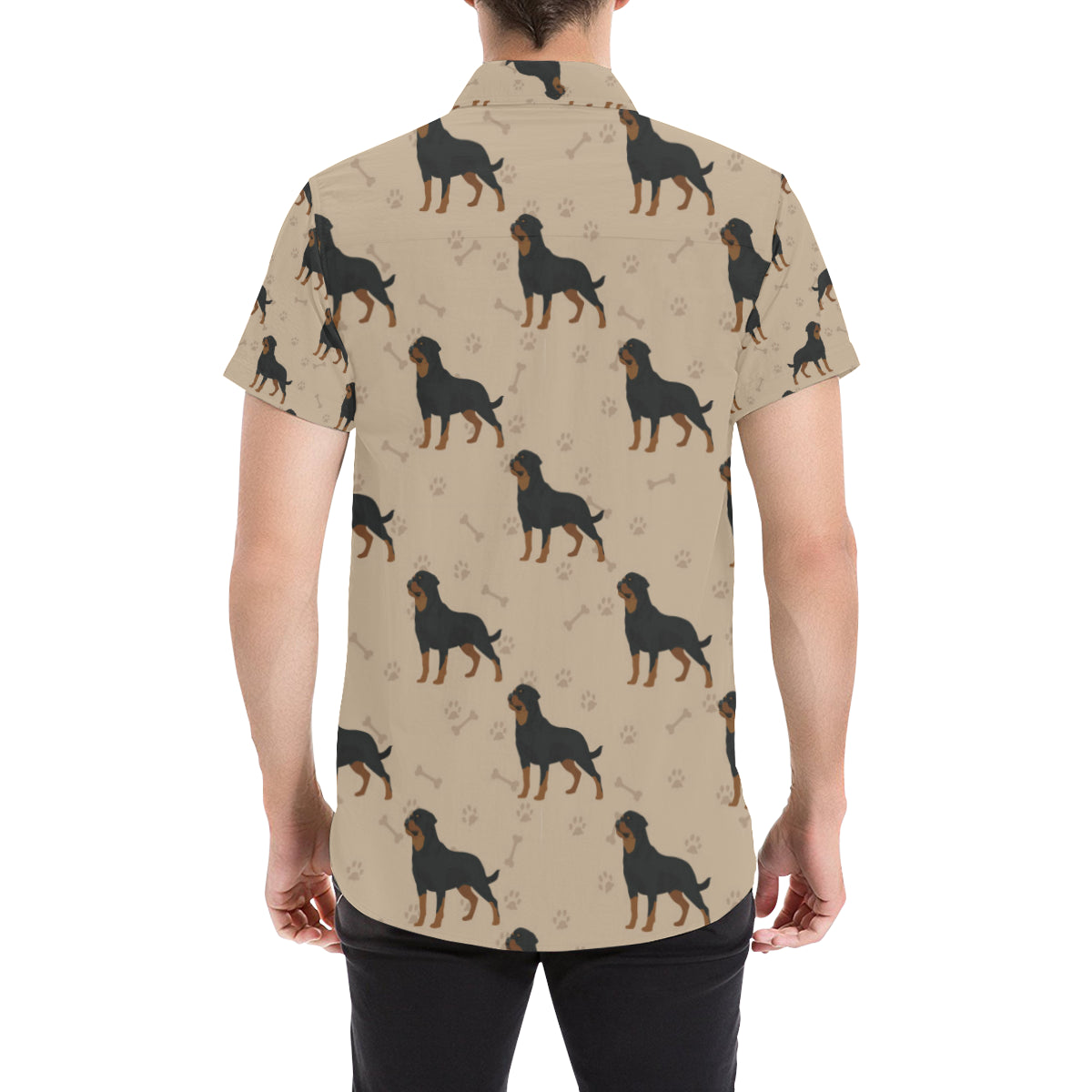 Rottweiler Pattern Print Design A01 Men's Short Sleeve Button Up Shirt