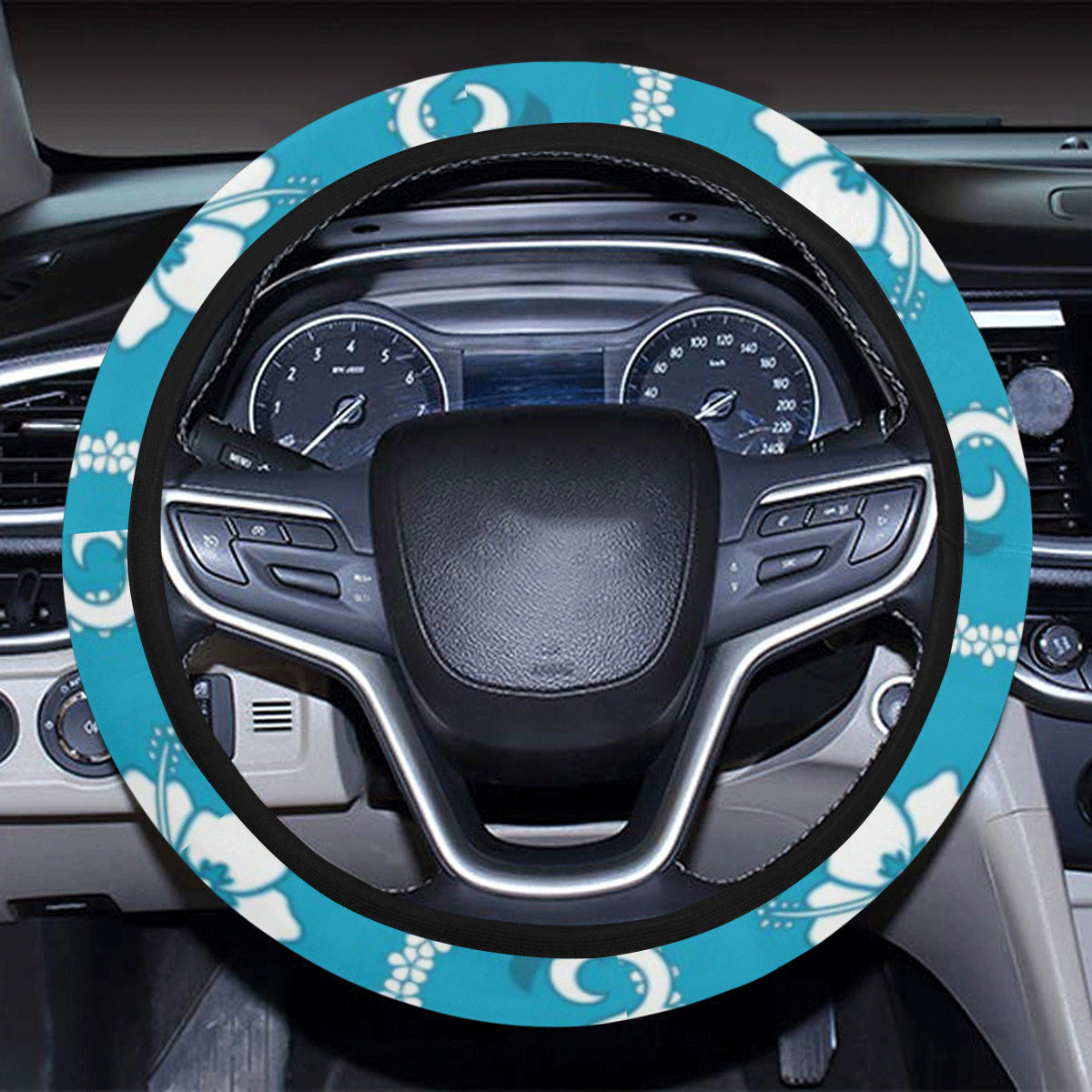 Hawaiian Themed Pattern Print Design H025 Steering Wheel Cover with Elastic Edge