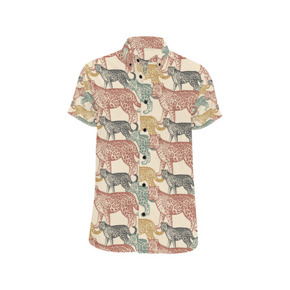 Jaguar Pattern Print Design 01 Men's Short Sleeve Button Up Shirt