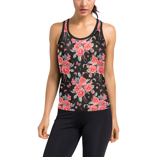 Camellia Pattern Print Design CM03 Women's Racerback Tank Top