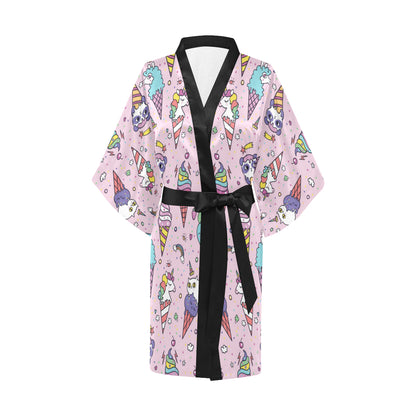 Ice Cream Pattern Print Design IC05 Women Kimono Robe