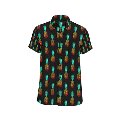 Pineapple Pattern Print Design A05 Men's Short Sleeve Button Up Shirt